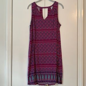 Purple and blue paisley print dress